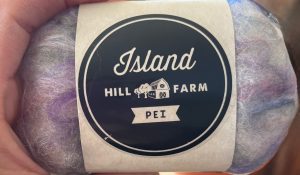 Island Hill Farm, skein of yarn with logo branding